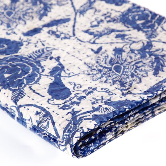 Taj Hotel Home Decor Kantha Cotton Throw | 1-Piece | Multicolor | 50"x70" - Picture 3 of 3